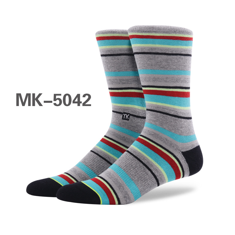 Men Thick Horizontal Stripes Socks Half Terry Socks Coolmax Color Combed Cotton Tunic Sock